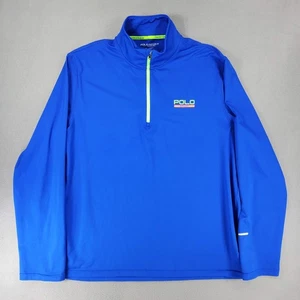 Polo Sport Ralph Lauren Performance Pullover Uomo XL Blu 1/4 Zip Golf Elasticizzato - Foto 1 di 6