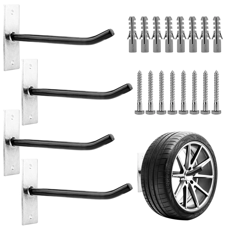 Cartman Heavy Duty Steel Garage Wall Mount Tire Wheel Storage Rack Pack of 4