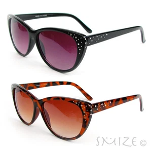 Nuevas gafas de sol Cateye negras o cristal tortuga decoradas con ojo de gato para mujer - Imagen 1 de 4
