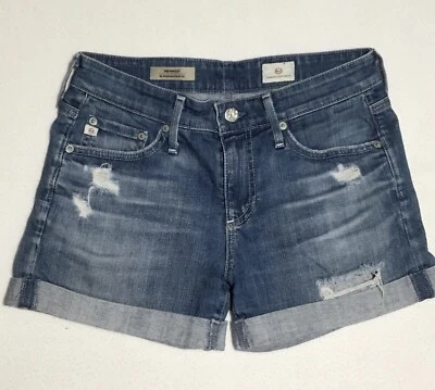 Pantalones cortos de mezclilla enrollables AG Adriano Goldschmied Ex Boyfriend para mujer 24 azules  Foto 1 de 4