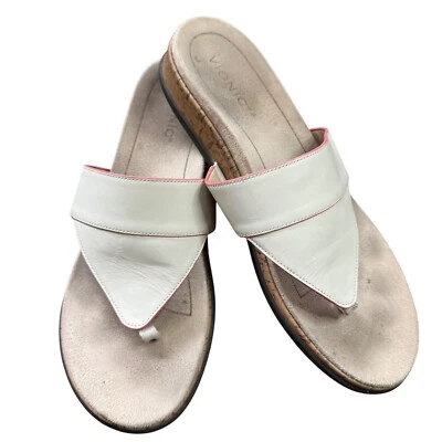 Vionic Jillian Leather Sandals Women's Size 12 EU 44 Beige Orthotic Flip Flops - Image 1 of 4