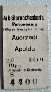 Billete semana laboral tren de pasajeros Auerstedt - Apolda (761) - Imagen 1 de 1