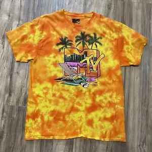 MTV Shirt Erwachsene Large Musik Fernsehen orange Batik tropischer Strand Urlaub - Bild 1 von 5