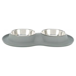 Trixie Napf-Set, Silikon/Edelstahl grau für Hunde, UVP 22,99 EUR, NEU - Bild 1 von 4