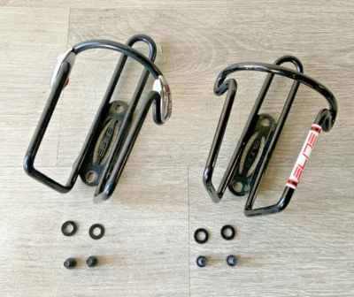 ELITE WATER BOTTLE CAGES (2) ALUMINUM 150 GRAMS SET HARDWARE INCLUDED BLACK - Image 1 of 4