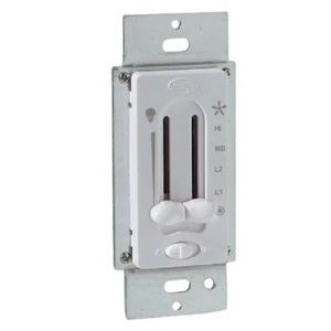 (1)-Hunter White 4-Speed/Full Range Dimmer Dual Slide Fan Control Switch. 27183 - Picture 1 of 1