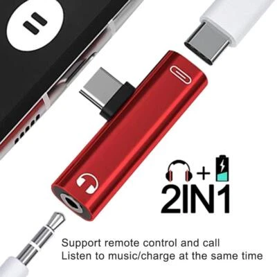 2-in-1 USB C Typ-C auf 3,5 mm Klinke AUX Kopfhörer Audio-Ladegerät Ad₪ - Bild 1 von 4