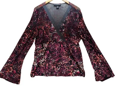 Venezia женщин бархата выгорания надежном блузка 14/16 розовый черный чистый Whimsigoth - Изображение 1 из 4