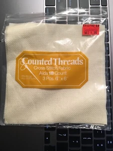 Counted Threads 18 Ct - Cross Stitch Fabric - Ivory - 3 Pieces 6"x6" - Picture 1 of 2