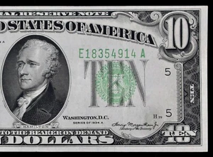 High Grade $10 1934A Mule FRN E18354914A series A, bp 542, ten dollar, Richmond - Picture 1 of 4
