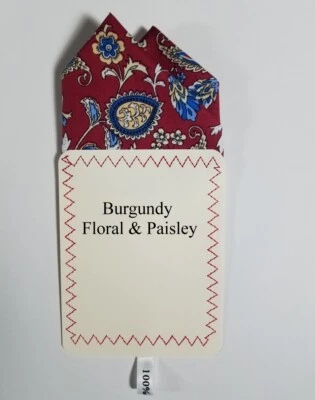 Paisley & Floral 100% Cotton Pre-Folded Pocket Square Handkerchief Insert - Image 1 of 4