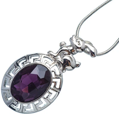 Colgante conejo zodiaco chino chapado en oro blanco de 18 quilates amatista corte ovalado de 4,76 quilates 12 Foto 1 de 3