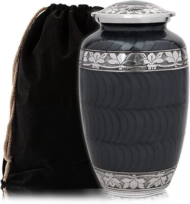 FOREVER LANE Dark Gray Cremation Urn for Adult Human Ashes with Velvet Bag