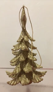 Glitzernder goldener Vintage Christbaumschmuck stehend Maß 5 Zoll - Bild 1 von 4