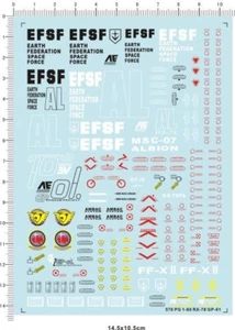 Super Detail Up 1:60 PG GDM RX-78 GP01 FB gp01fb Model Kit Water Slide Decal - Picture 1 of 1