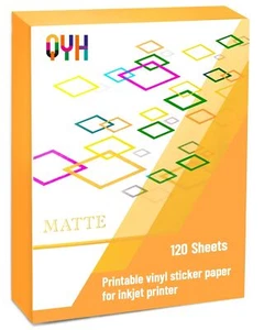 QYH Premium Printable Vinyl for Inkjet Printer-120 Matte Waterproof Sticker P... - Afbeelding 1 van 7
