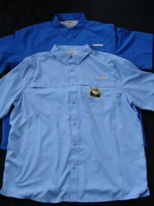 NWT Men's REALTREE Set of 2 Fishing Guide Shirts Size XL 46/48 Blue Short Sleeve - Picture 1 of 5