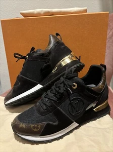 Louis Vuitton Black/Brown Monogram Canvas, Suede and Mesh Run Away Low. Women’s - Picture 1 of 9