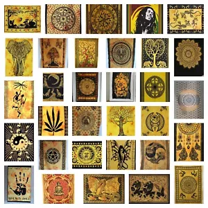 Yellow Tie Dye Wall Hanging Tapestry Cotton Handmade Boho Hippie Home Decor Art - Picture 1 of 78