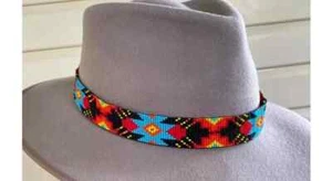 Banda para sombrero con cuentas estilo nativo americano hecha a mano - Imagen 1 de 2