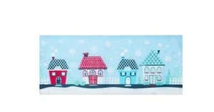 Holiday Houses Blue 2.5" Wide Wired Ribbon Cascade 20 Yd NEW christmas winter - Picture 1 of 2