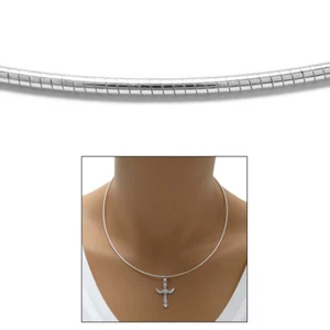 Collar de cadena redonda omega de plata esterlina 925 garantizado 1,25 mm - Imagen 1 de 3