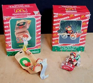 Enesco McDonalds Ornaments Set of 2 McHappy Holidays Big Mac Apple Pie 1990s - Picture 1 of 13