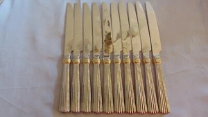 10 WATERFORD STAINLESS KOREA DINNER KNIVES (9 3/4") "CARLETON GOLD" NICE!! - Picture 1 of 6