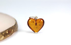 Natural Baltic Amber Pendant, heart shape, 925 Silver Amber jewelry 0,67 gr