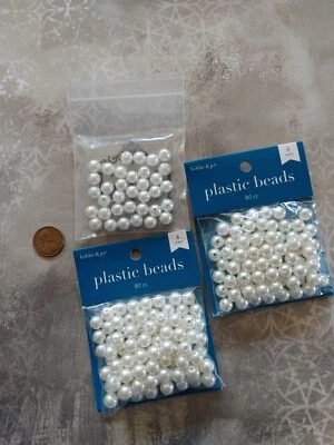 Cuentas de perlas sintéticas blancas vintage 2018 nuevas en paquete Hildie & Jo 8 mm cantidad 195 Foto 1 de 4