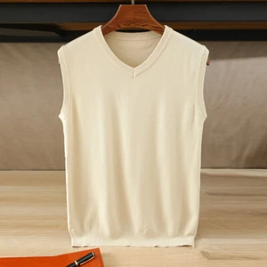Men Knitted Basic Tank Top Bottoming Shirt Vest Sweater Jumper Knitwear Casual - Picture 1 of 19