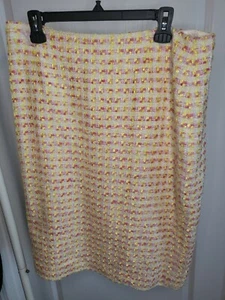 Escada Tweed Pencil Skirt Size 44 Bright Yellow Hot Pink - Picture 1 of 6