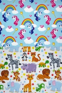 Kinder Stoff Einhorn Regenbogen Zootiere Baumwolle Meterware Webware Zanders - Bild 1 von 5