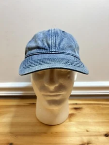 Blank Denim Hat Cap Blue Leather Strap Back Adjustable - Picture 1 of 9