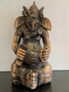 Magnificent Old Wood Carved Ganesha Statue - Picture 1 of 12