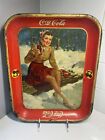 Original 1941 Coca Cola PATINAGE SUR GLACE FILLE plateau soda étain panneau publicitaire coke AAW