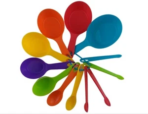 12 Piece Multi Color Measuring Cups  Plastic Cooking Kitchen Tools - Picture 1 of 9