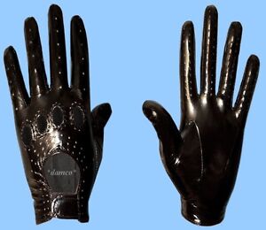 NEW MENS size 9 BLACK GENUINE PATENT LAMBSKIN LEATHER DRIVING GLOVES