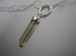 70 cm lange rhodinierte 925 Silber Kette mit 45 mm Citrin Kristall Anhänger - Bild 1 von 8