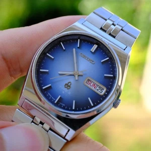SEIKO TYPE II Day Date Blue Dial Analog Quartz Men's Wristwatch - Picture 1 of 11