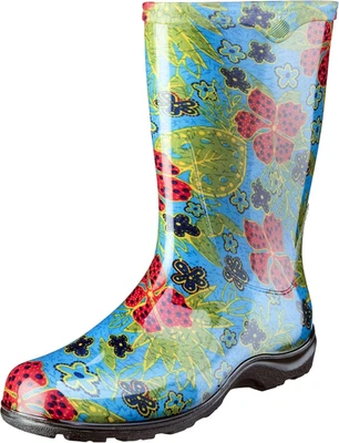 Bota de lluvia y jardín impermeable para mujer con plantilla cómoda, azul verano, talla Foto 1 de 4