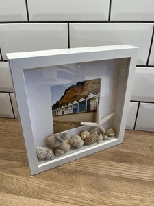 Ribba Box White Frame IKEA with beach hut picture Starfish & Shells inside - Picture 1 of 9