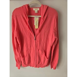 Peck Peck Cashmere Hoodie Koralle Rosa Pullover mit Reißverschluss Damen Gr. L - Bild 1 von 11