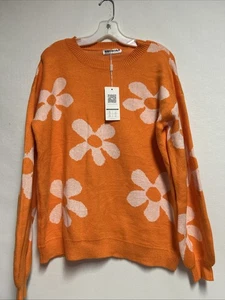 Suéter Boutique Floral Naranja Grande ECOWISH Nuevo con Etiquetas - Imagen 1 de 10