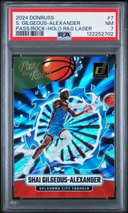 2024 Donruss 7 Shai Gilgeous-Alexander Pass the Rock Holo Red & Green Laser /75 - Picture 1 of 2