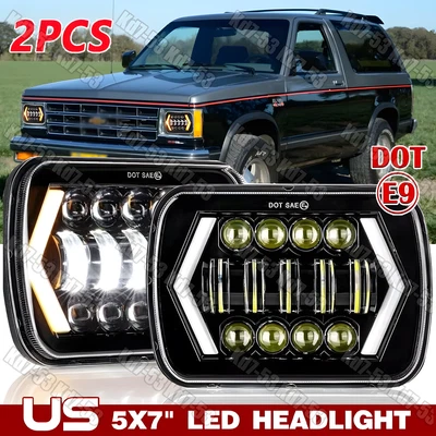 2 Piezas 5x7" / 7x6" pulgadas LED Faros Lámpara DRL Para Chevrolet S10 Blazer 1982-1994 Foto 1 de 4
