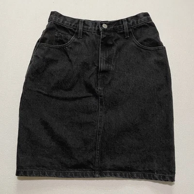 Vintage Guess Georges Marciano Skirt Womens 26 Black Denim High Waist USA 90s - Image 1 of 4