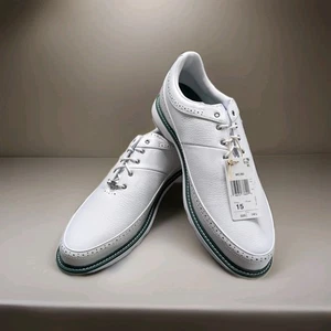 Scarpe da golf Adidas MC80 - Cloud bianco/argento metallizzato/verde collegiale taglia 15 - Foto 1 di 6