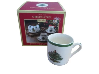 Spode Christmas Tree Demitasse Espresso Cups & Saucers Set Of 4 New In Box - Image 1 of 4