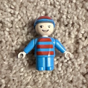 Brio World Blue Boy Figure Striped Shirt with Baseball Cap Red 1.5" - Picture 1 of 5